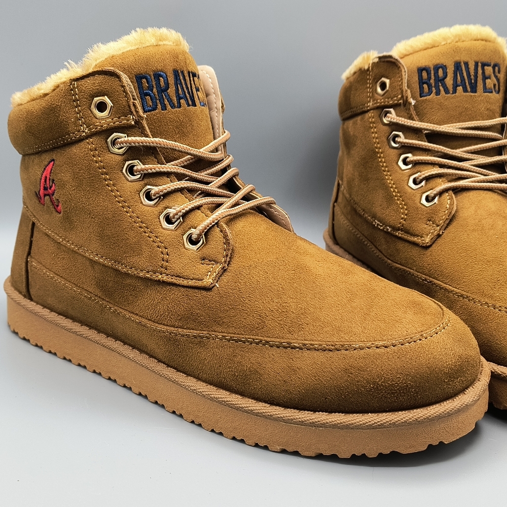 Foco MLB Lace up BOOTS ATLANTA BRAVES LOGO Baseball Sherpa Liner Men's sz 8